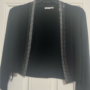 Calvin Klein Black and Silver Blazer with Metallic Trim